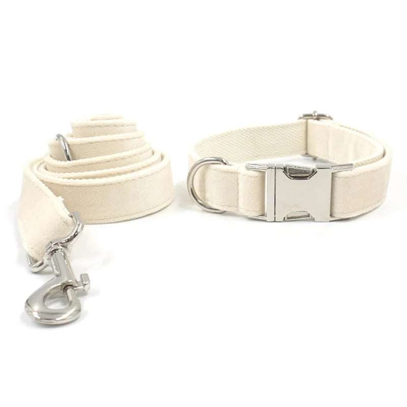 Cream Velvet Dog Collar – Elegance Redefined