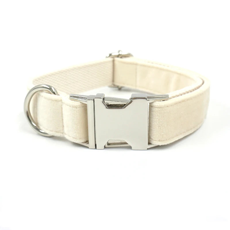 Cream Velvet Dog Collar – Elegance Redefined