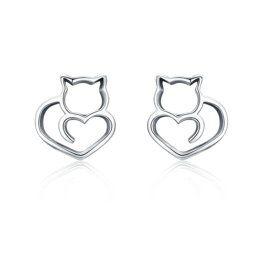 Tiny Sweetheart Cat Earrings