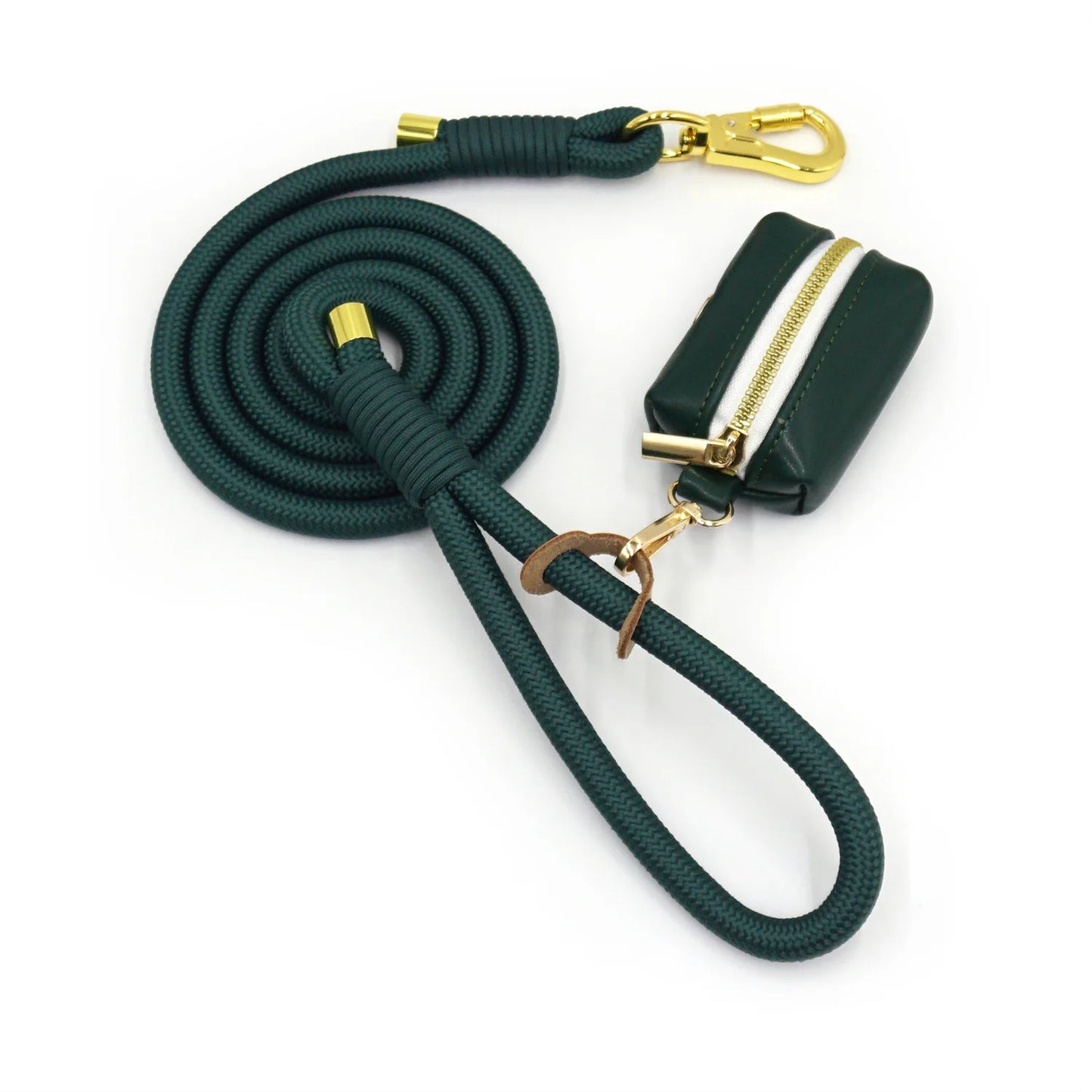 Forest Green Safety Walk Set – Collar, Leash & Bag Holder