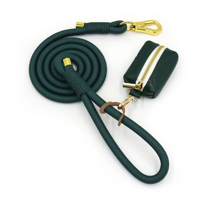 Forest Green Safety Walk Set – Collar, Leash & Bag Holder